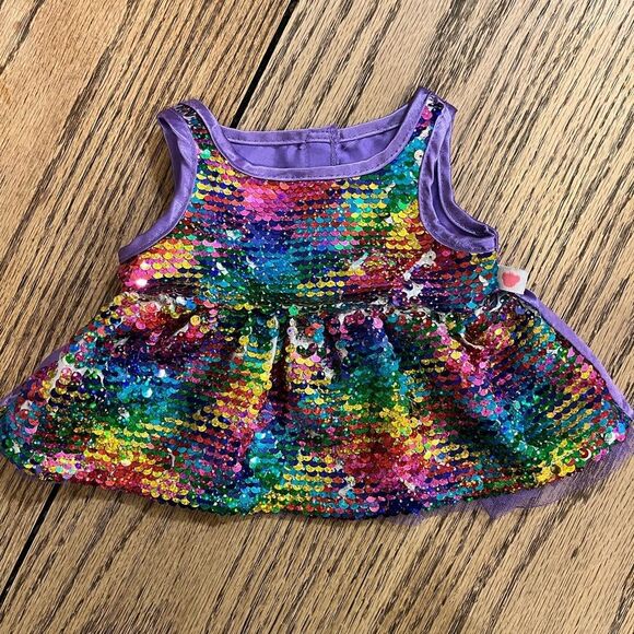 Build a bear workshop purple multicolor sequin dress. - Picture 1 of 1
